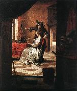 HOOCH, Pieter de Couple with Parrot sg china oil painting reproduction